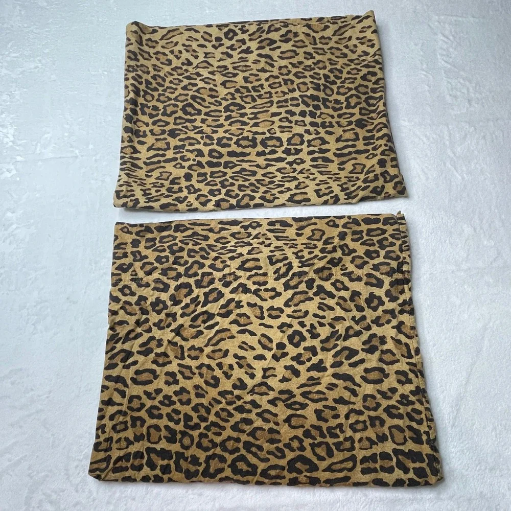 VTG 90s Ralph Lauren Home Leopard Print Cotton Standard Pillowcase Set of 2 USA